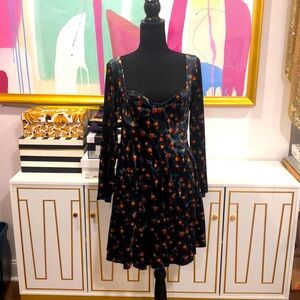 Free People Underwire velvet skater mini dress